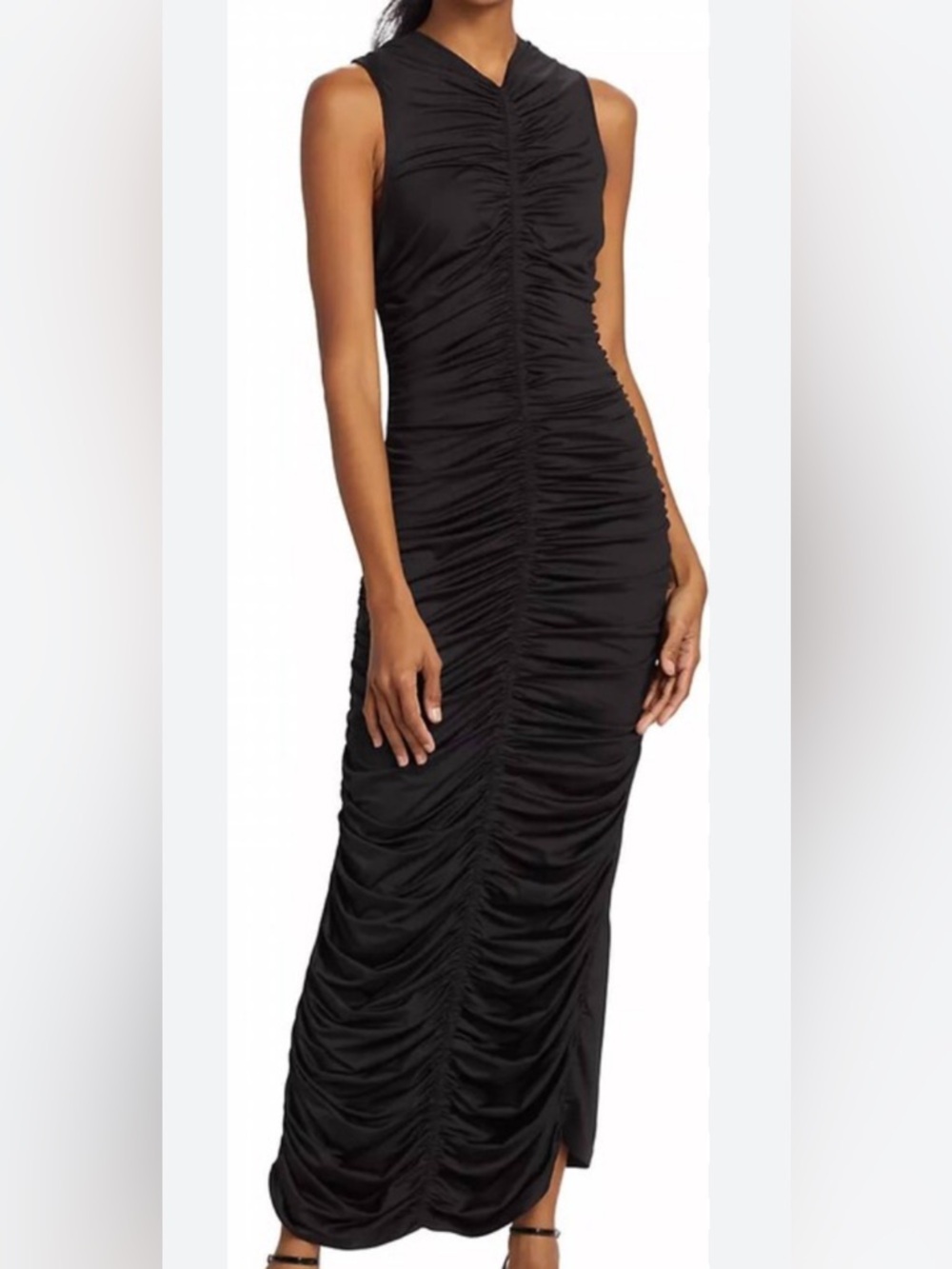 Marie Oliver Black Ruched Sleeveless Maxi Dress